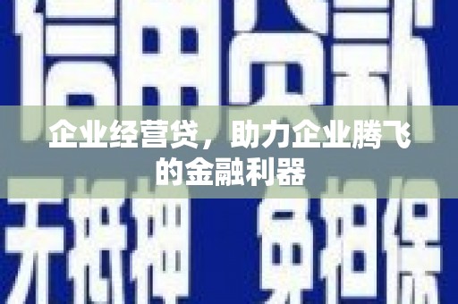 潮安企业经营贷，助力企业腾飞的金融利器