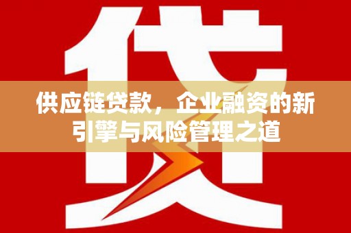 潮安供应链贷款，企业融资的新引擎与风险管理之道