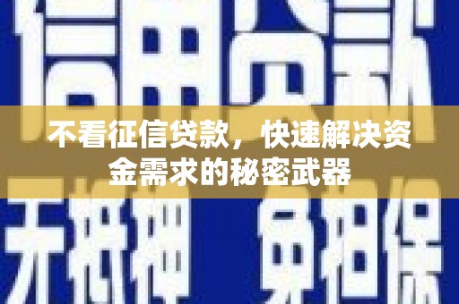潮安不看征信贷款，快速解决资金需求的秘密武器