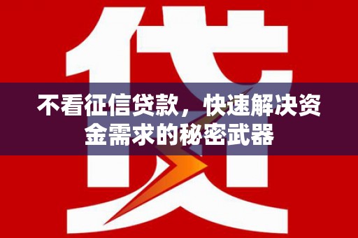 潮安不看征信贷款，快速解决资金需求的秘密武器