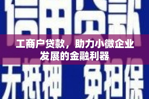 潮安工商户贷款，助力小微企业发展的金融利器