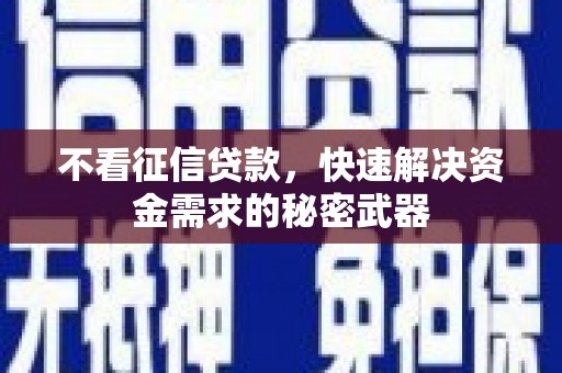 潮安不看征信贷款，快速解决资金需求的秘密武器