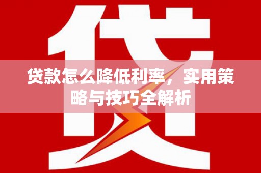 潮安贷款怎么降低利率，实用策略与技巧全解析