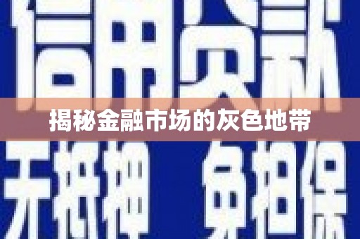 潮安揭秘金融市场的灰色地带